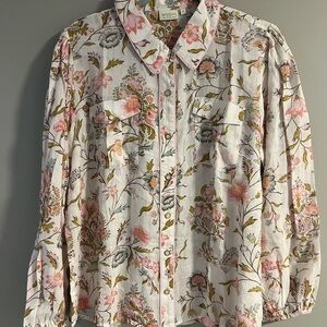 Spartina 449 Floral Shirt with Pink and Green Accents
